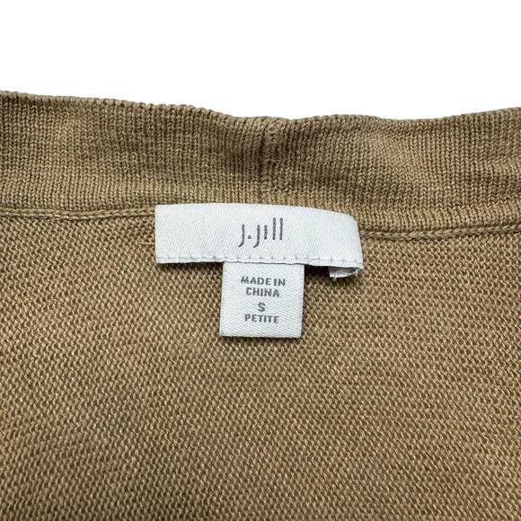 J.JILL Tan Linen Blend Fringe Open Cardigan Sweater Size Small Petite Capsule - Picture 6 of 10
